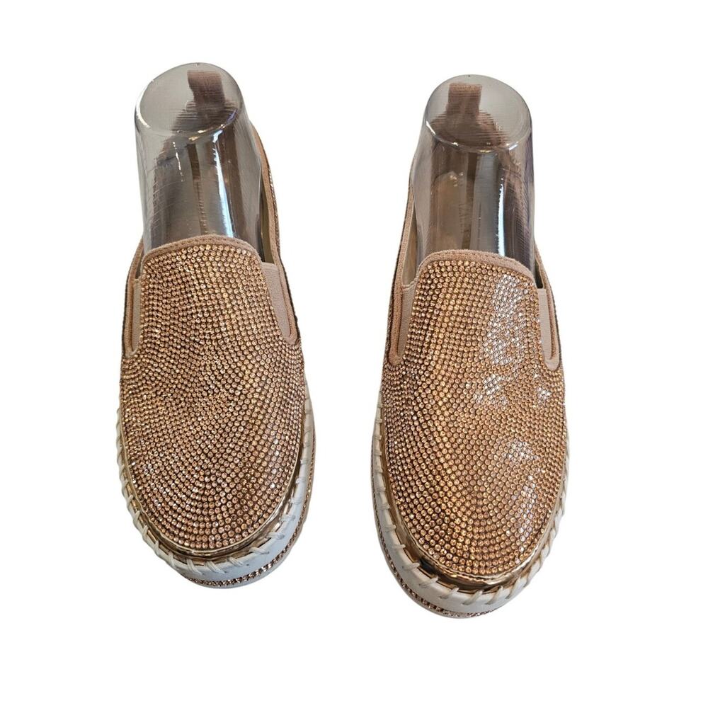 Azalea Wang Slip-On Crystal Embellished Platform Sneakers - Rose Gold Size 7.5-8 - Picture 10 of 10